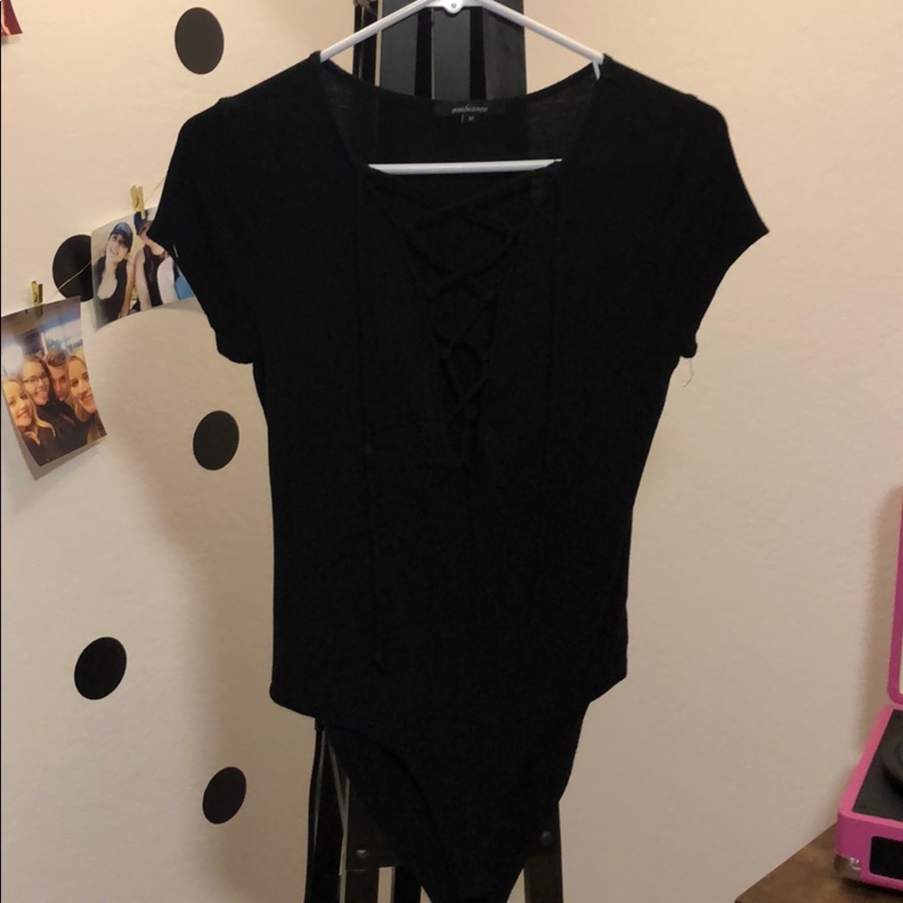 Black lace up bodysuit